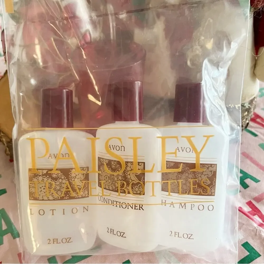 Vintage Avon 4pc Toiletry Travel Set New Sealed Tapestry Case Retro Gift